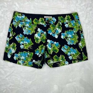 Merona Blue & Green Floral Mid-Rise Chino Shorts Sz 2